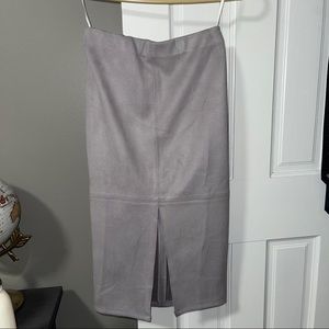 NWT gray suede pencil midi skirt